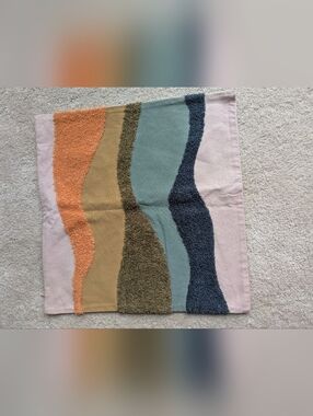 Abstract Wavy Color Block Cotton Accent Pillow - Pink, Orange, Olive, Teal, Navy